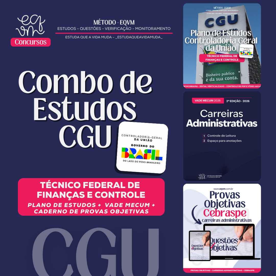Combo - Plano de Estudos - CGU - TÉCNICO FEDERAL DE FINANÇAS E CONTROLE 2